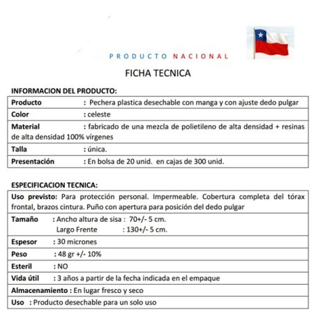 Pechera con Cinta de Amarre y Ojal - Imagen 3